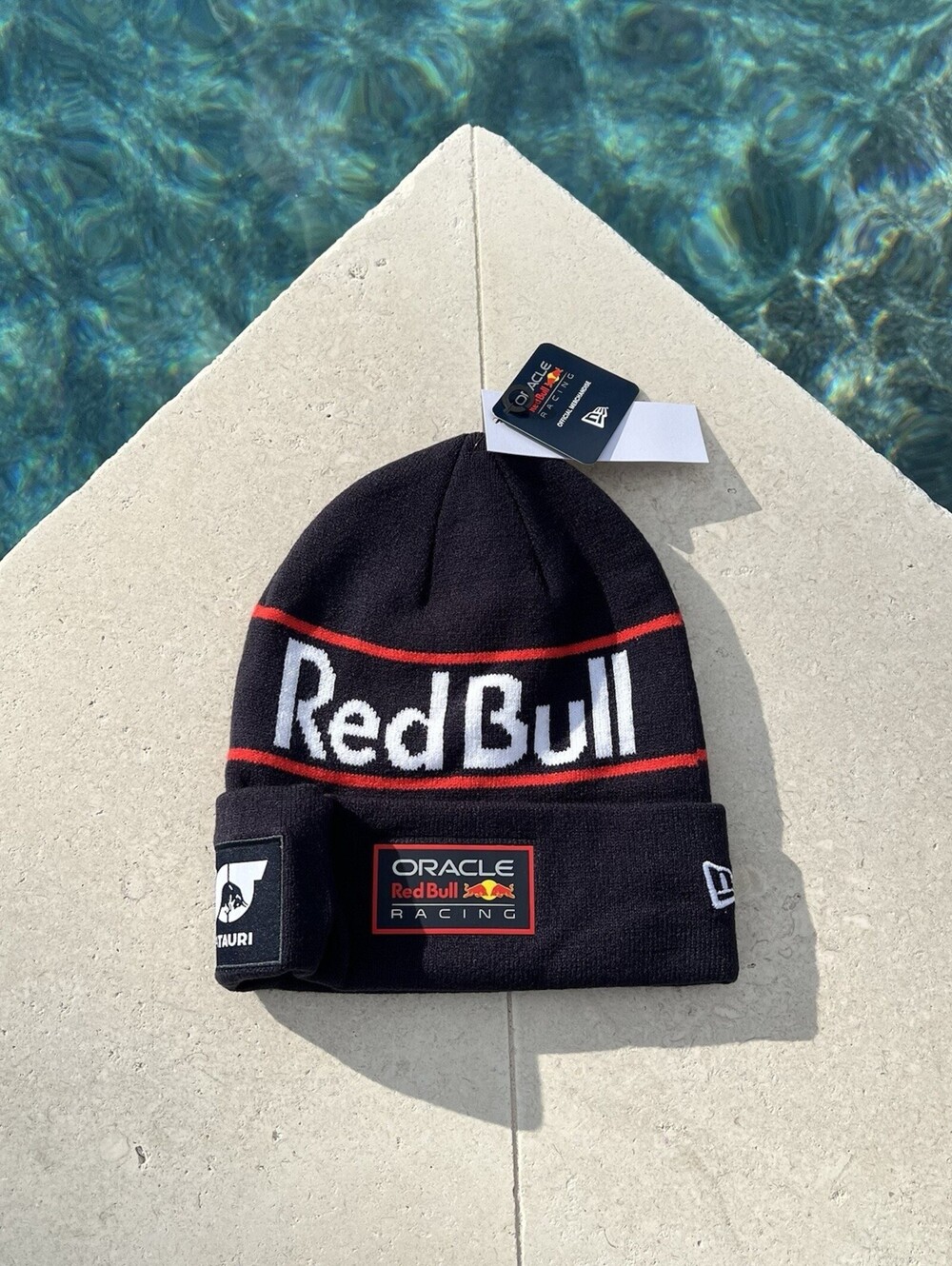 Red Bull Racing Team Wordmark Cuff Knit Beanie Hat Dark Blue